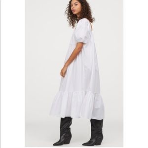 H&M white square neck puff sleeve maxi dress